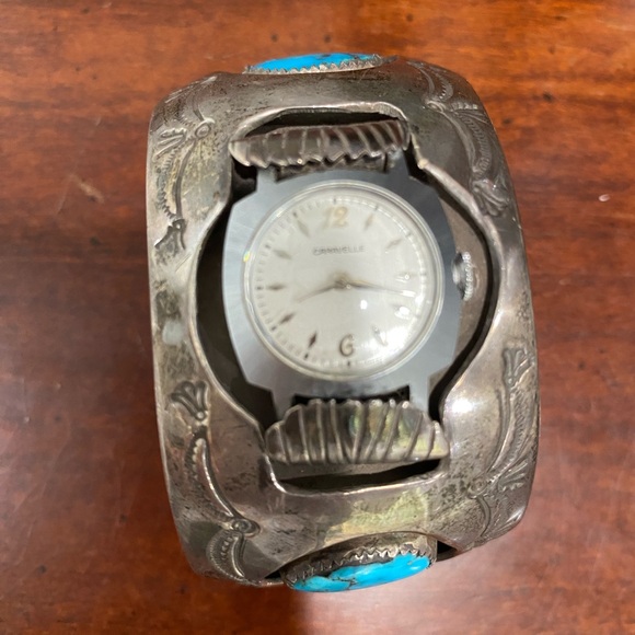 Vintage Navajo Silver and Turquoise Cuff Watch